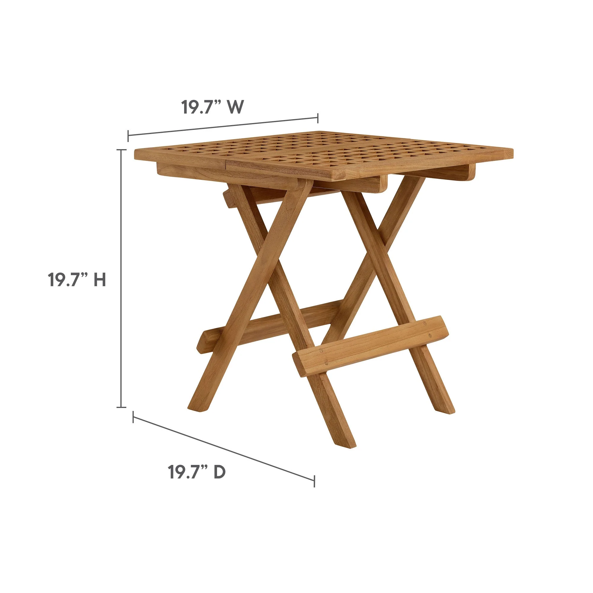 20" Natural Teak Wood Folding Outdoor Patio Side Table - Image 3