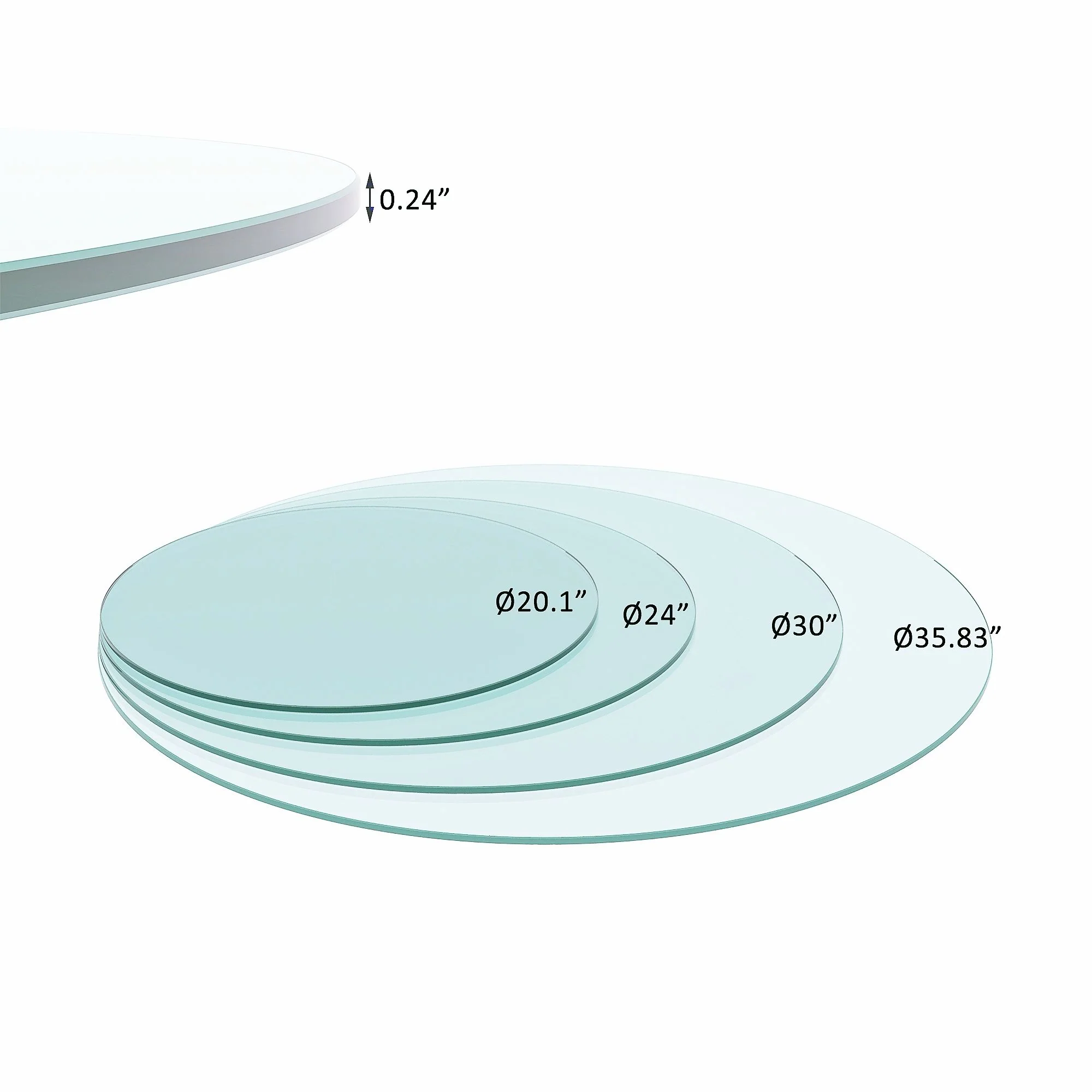 20" Round Tempered Glass Table Top Clear Glass 1 / 4" Thick Flat Polished Edge - Transparent - Image 3