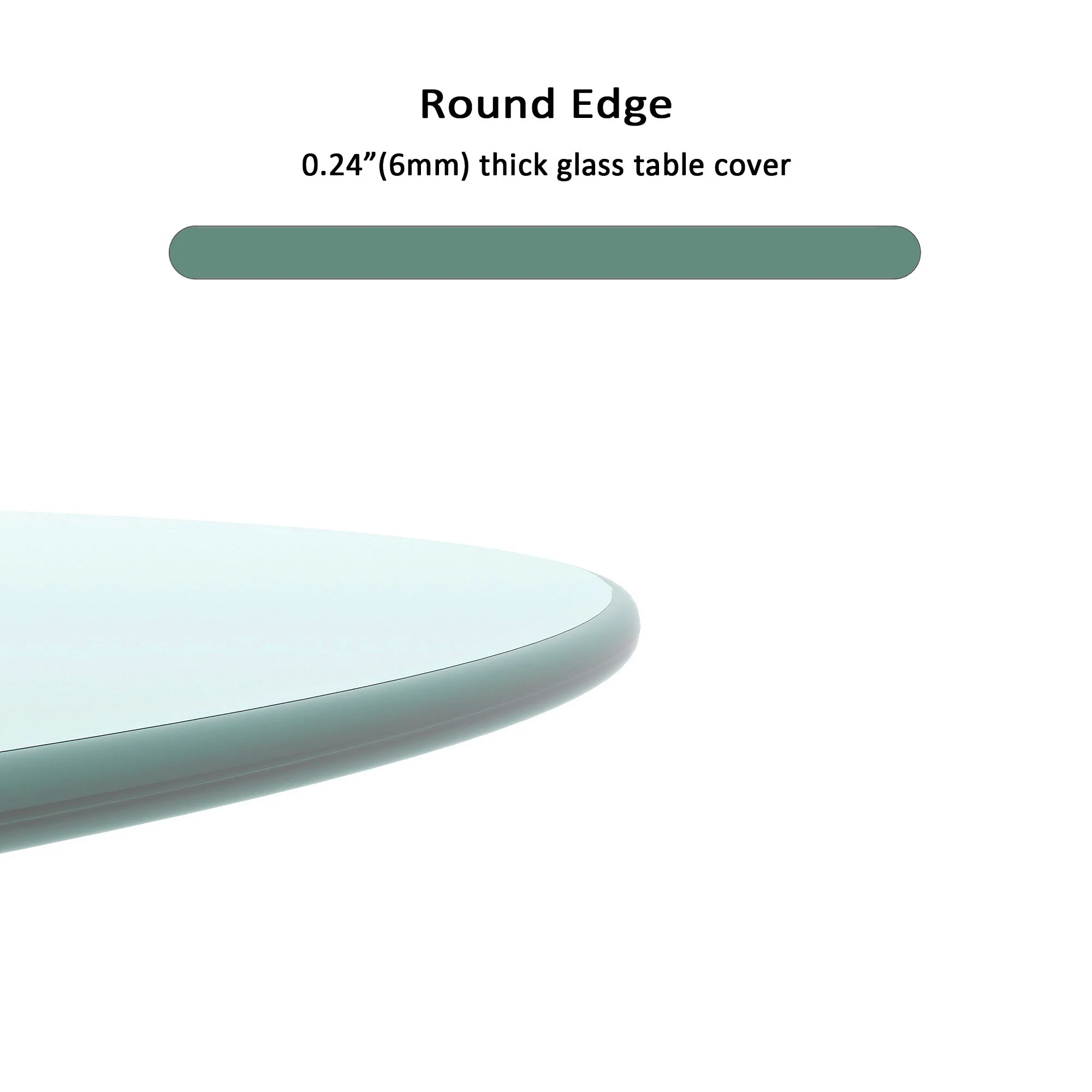 20" Round Tempered Glass Table Top Clear Glass 1 / 4" Thick Round Polished Edge - Transparent - Image 4