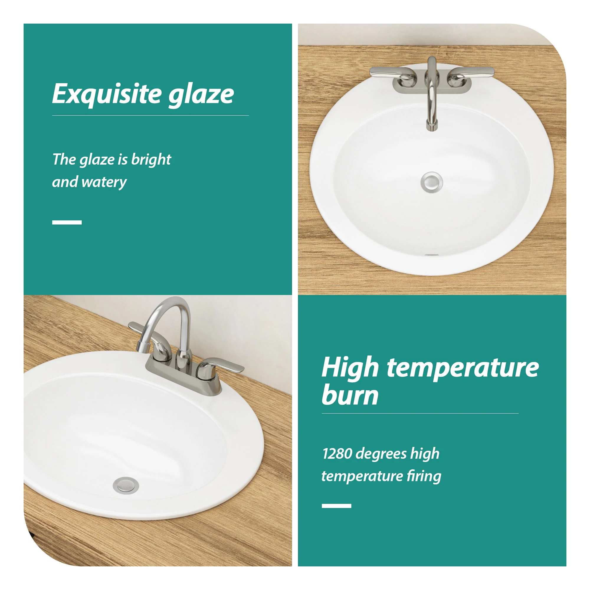20 X 18" Modern Ceramic Oval Undermount Bathroom Sink With 3 Faucet Holes - White - Image 3