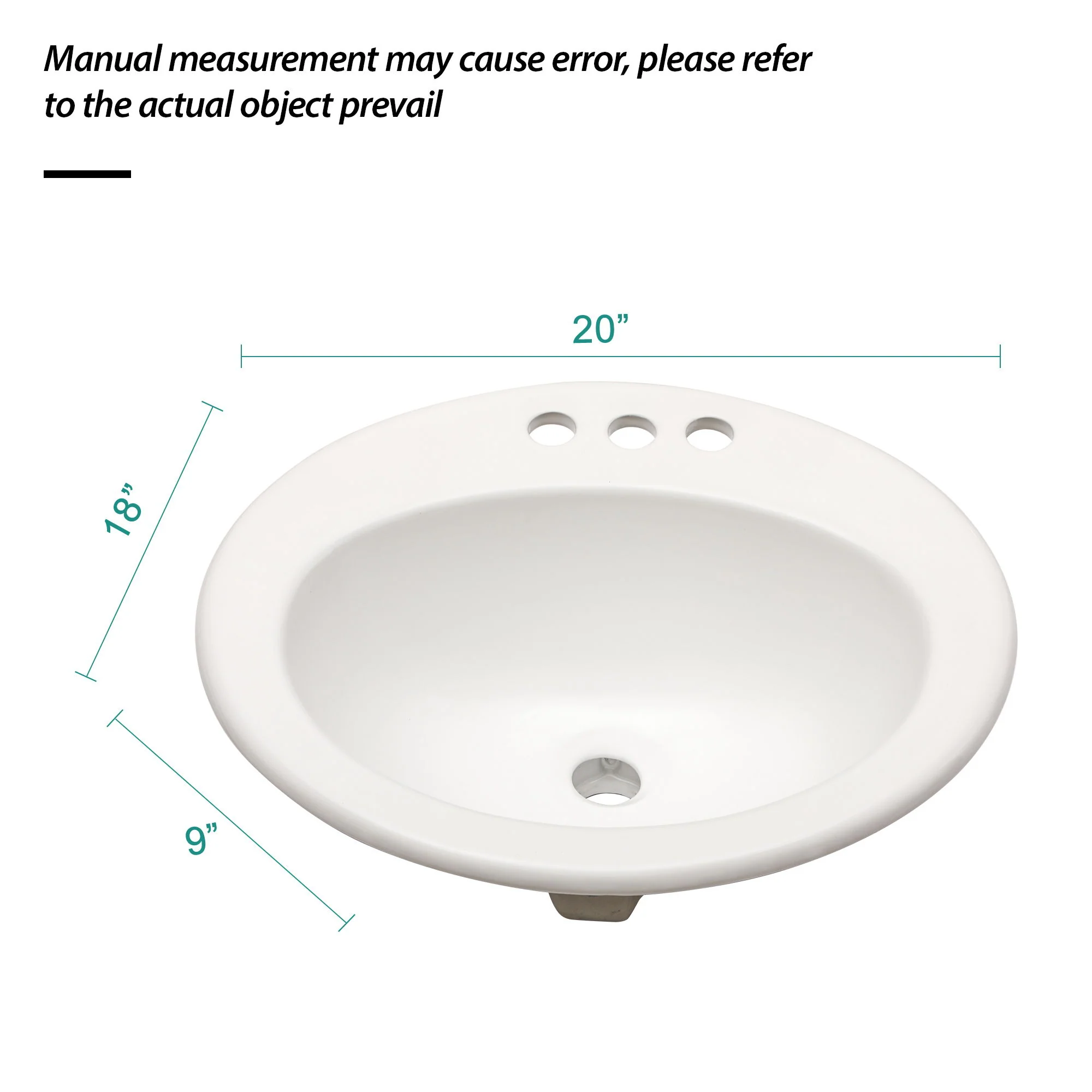 20 X 18" Modern Ceramic Oval Undermount Bathroom Sink With 3 Faucet Holes - White - Image 6