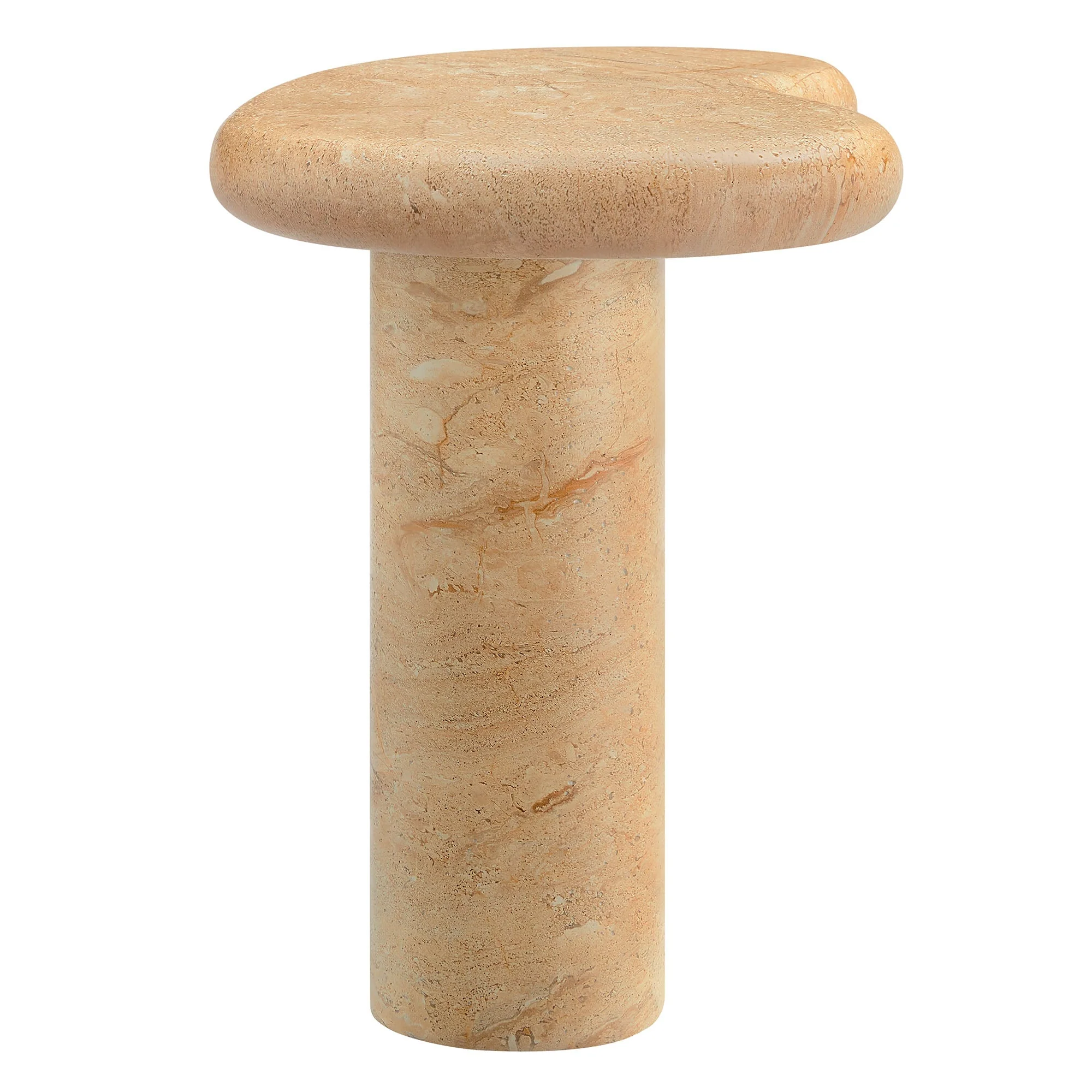 21" Travertine Faux Stone Indoor Outdoor Kidney Side Table - Image 8