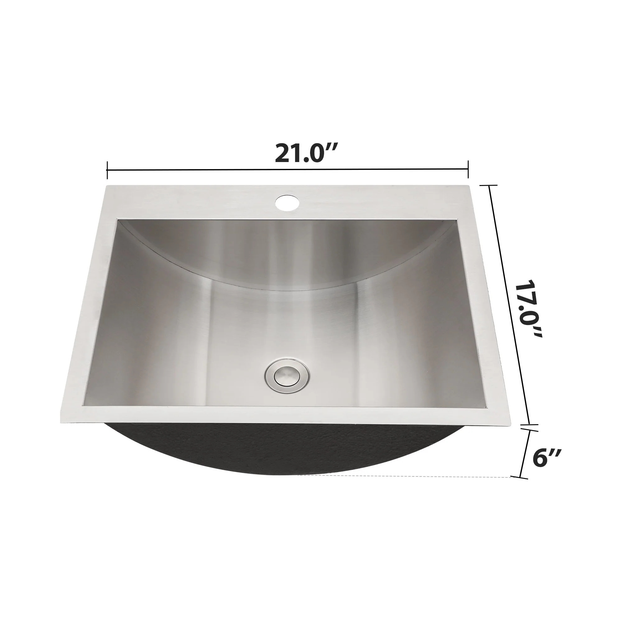 21 X 17" Drop In Bathroom Sink With Pop Up Drain, Stainless Steel Su304, Durable & Rust Resistant, Easy Installation - Brushed Nickel - Image 7