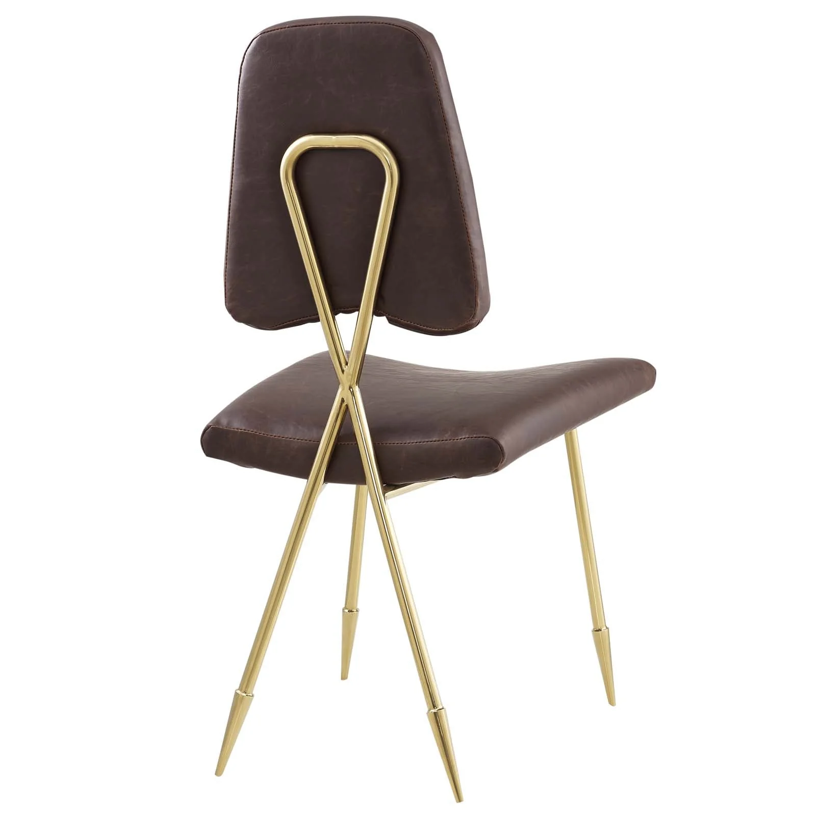 22 Inch Antique Faux Leather Dining Side Chair with Gold Stainless Steel Frame - Image 4