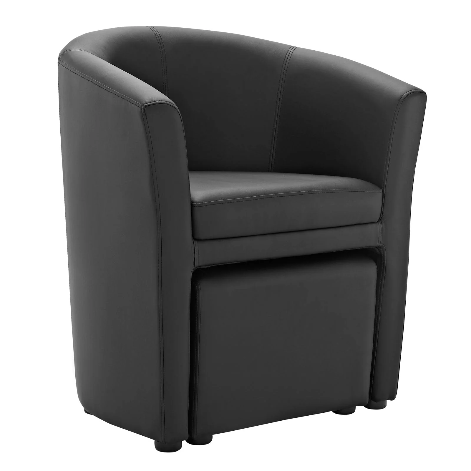 22 Inch Faux Leather Armchair and Ottoman - Image 2