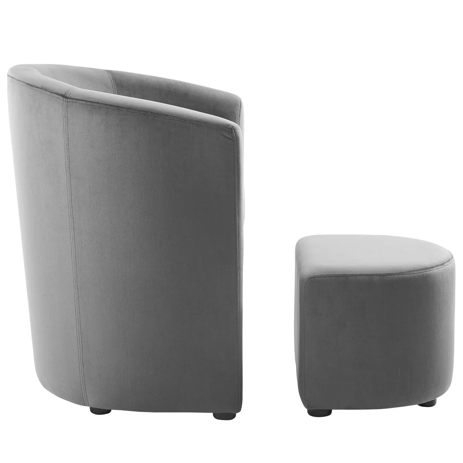 22 Inch Performance Velvet Armchair and Ottoman Set - Image 4