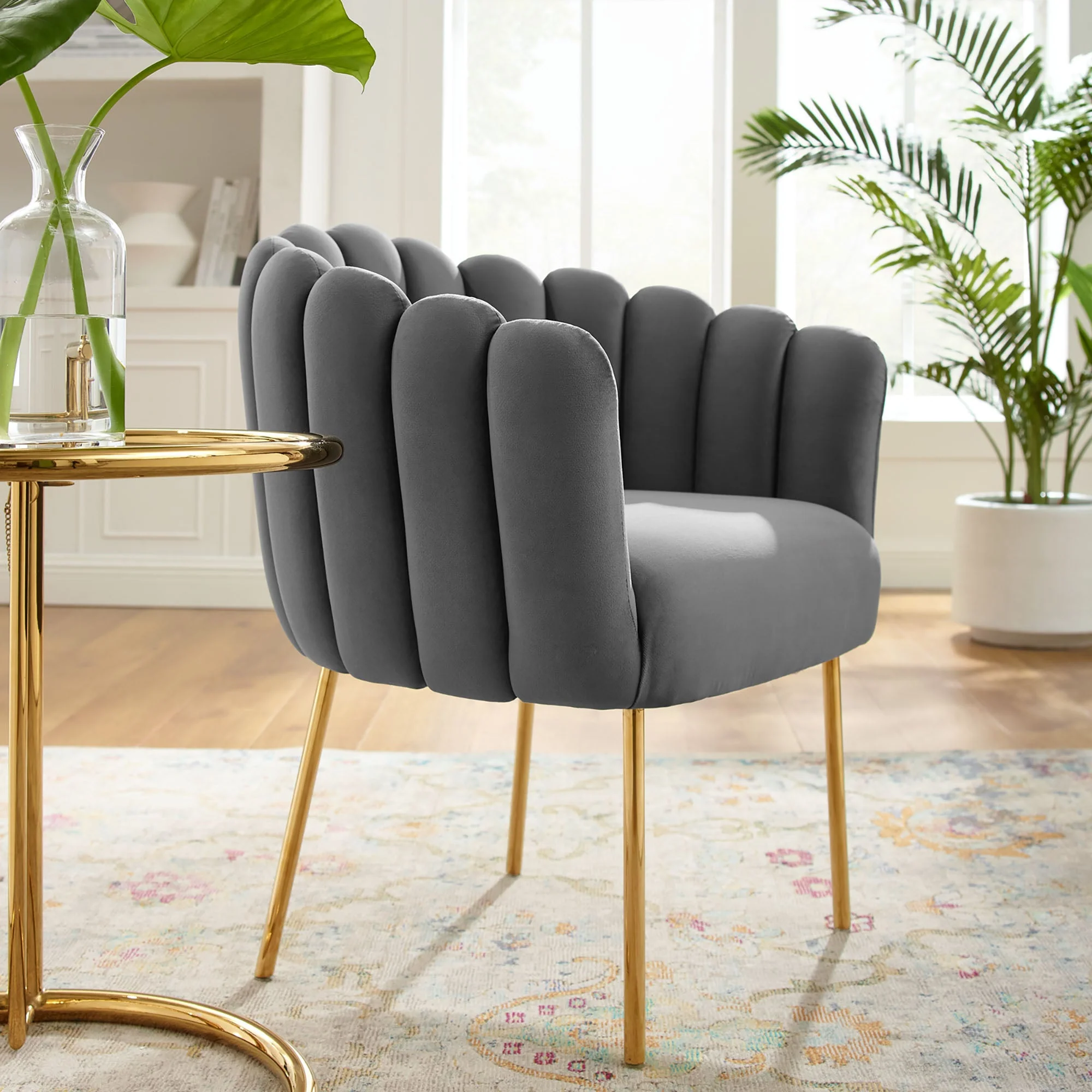 23 Inch Channel Tufted Performance Velvet Armchair - Image 3