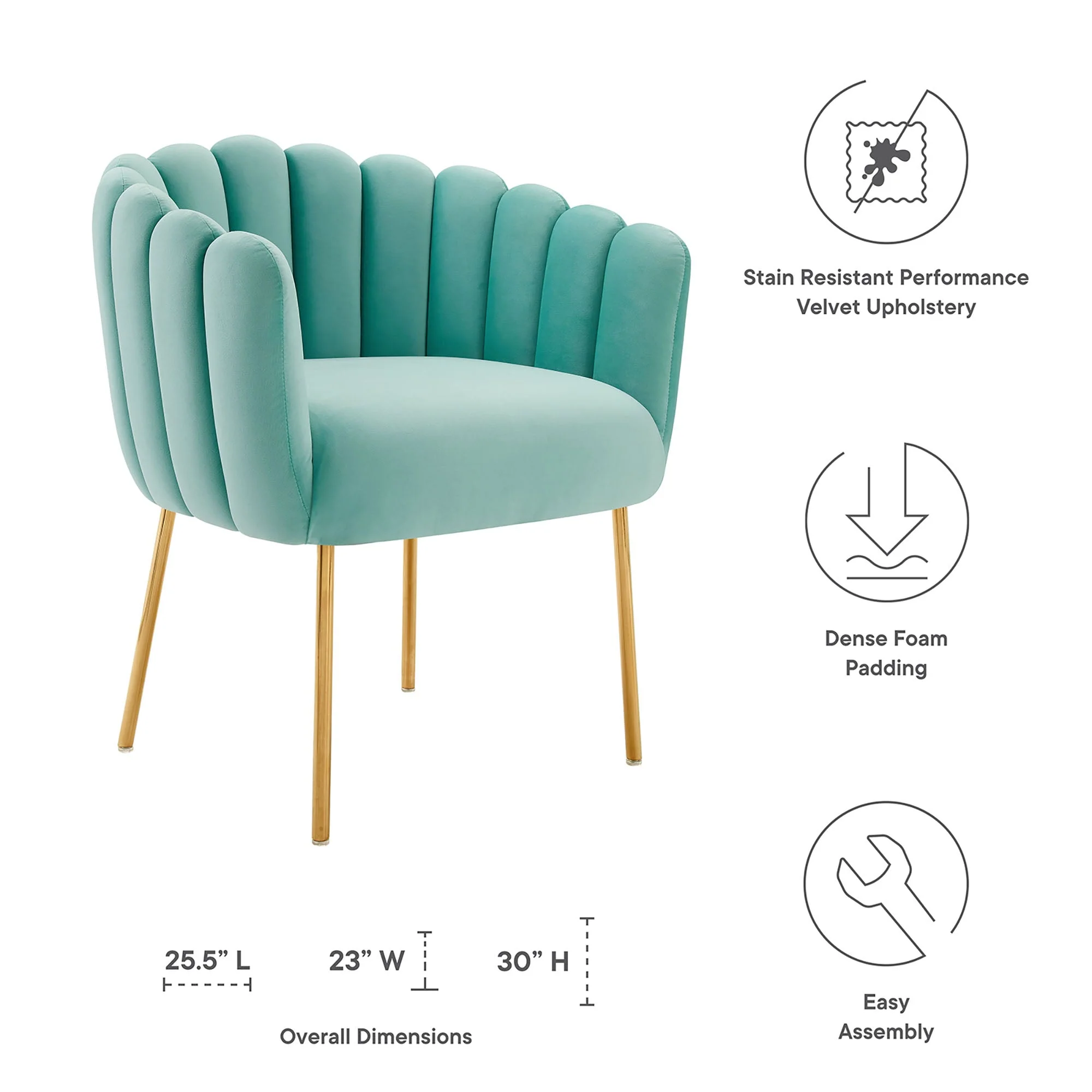 23 Inch Channel Tufted Performance Velvet Armchair - Image 8