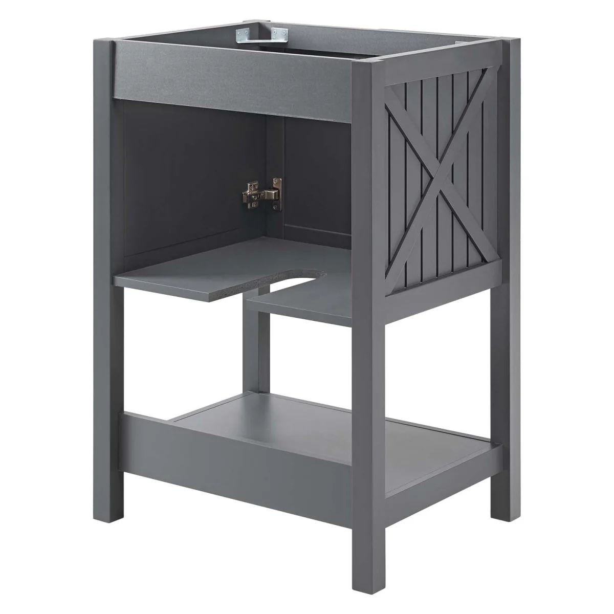 23" Rustic Modern Bathroom Vanity Cabinet – Slatted Design with Storage Drawers and Shelves - Image 14