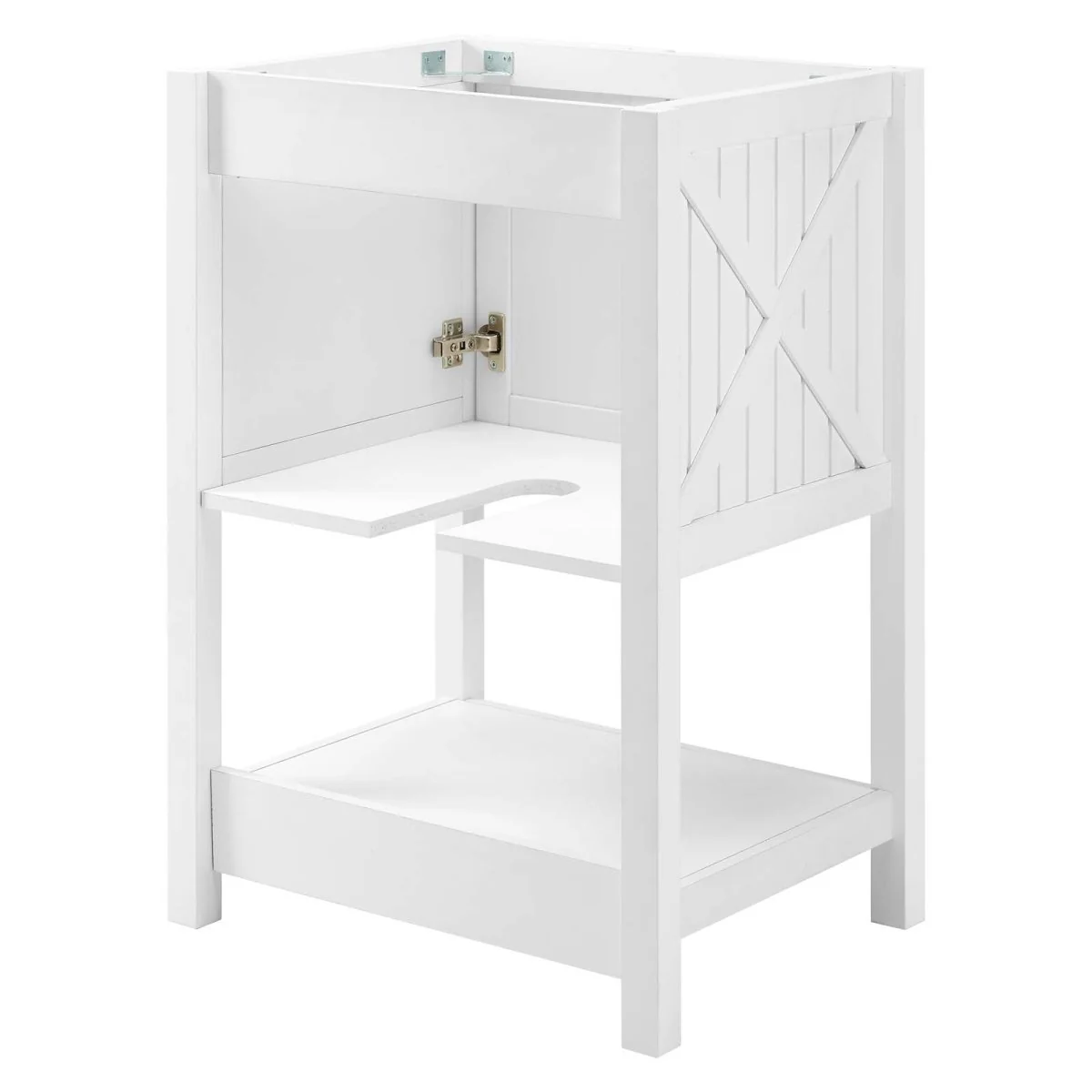 23" Rustic Modern Bathroom Vanity Cabinet – Slatted Design with Storage Drawers and Shelves - Image 5