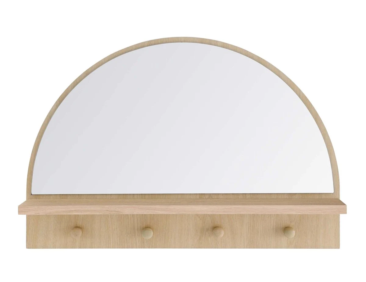 23x15" Arched Wall Mirror with Shelf and Pegs - Wall-Mounted Mirror with Shelf and Coat Pegs - Image 14