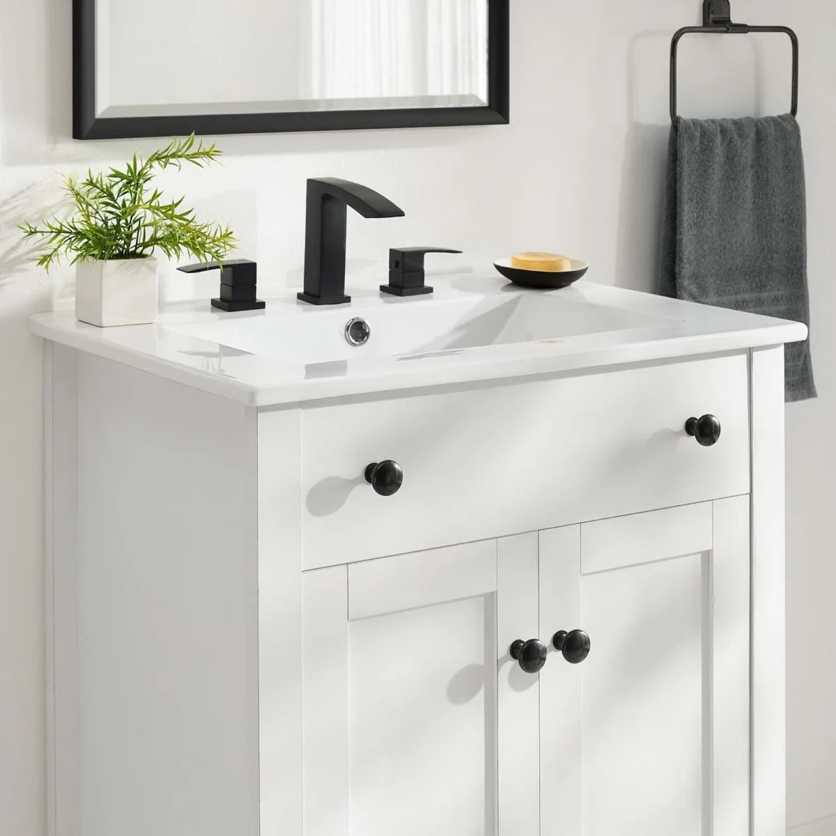 24" Bathroom Vanity Cabinet with Soft-Close Doors, Modern Storage Vanity Cabinet for Bath - Image 2
