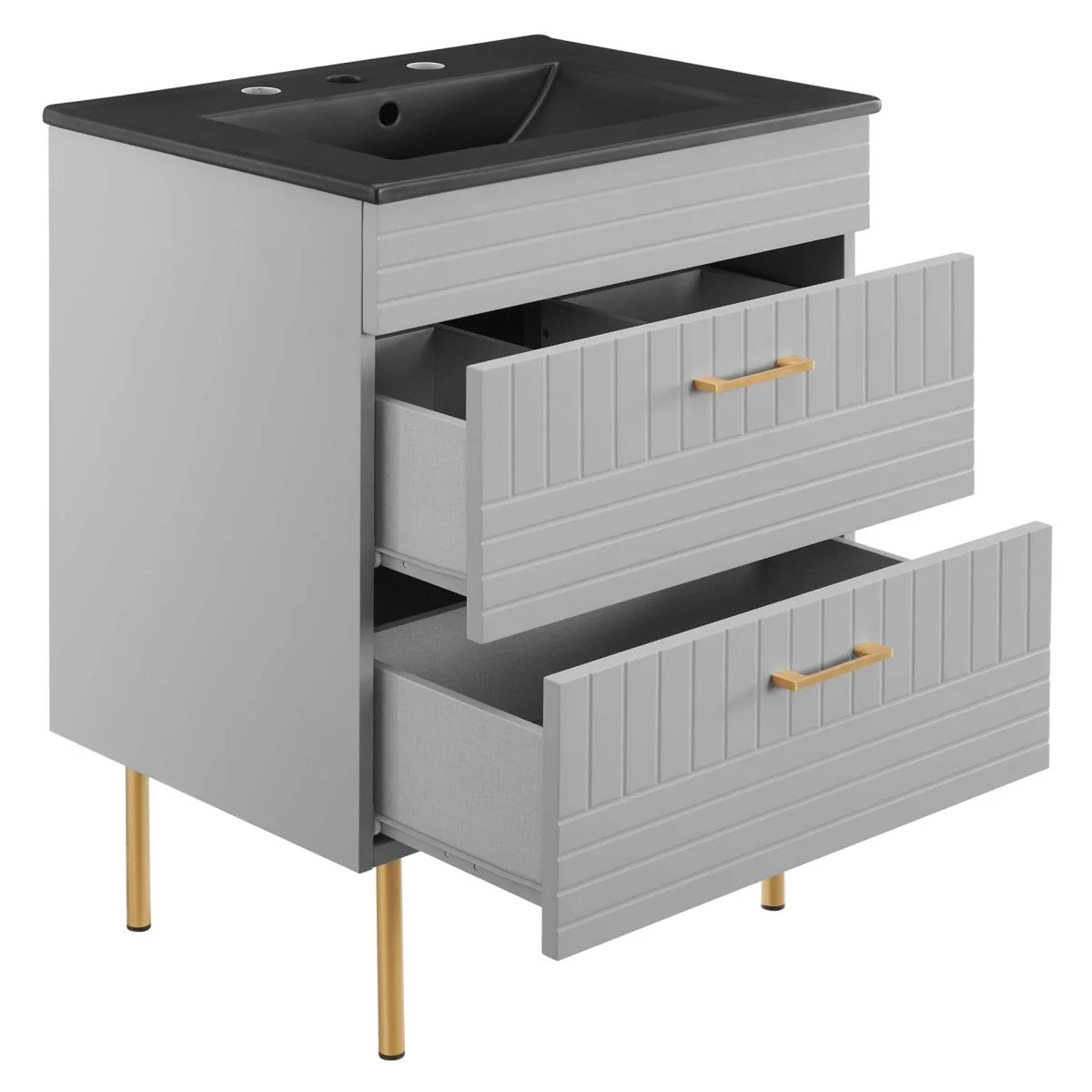 24" Modern Bathroom Vanity with Gold Hardware — Sleek Contemporary Design for Bathrooms - Image 12