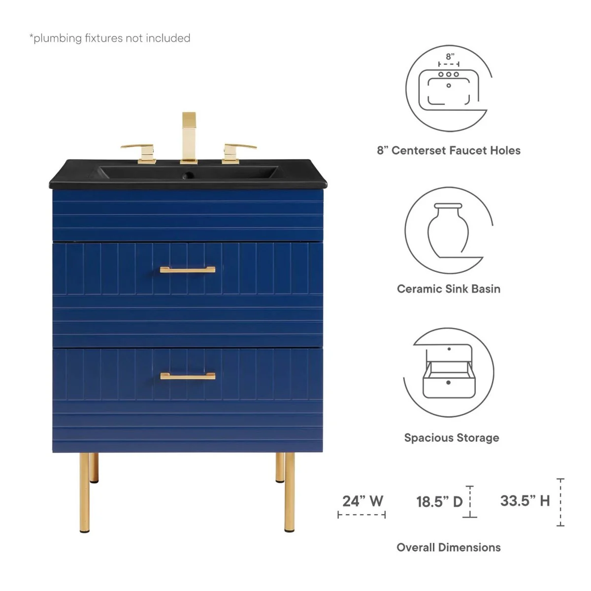 24" Modern Bathroom Vanity with Gold Hardware — Sleek Contemporary Design for Bathrooms - Image 20