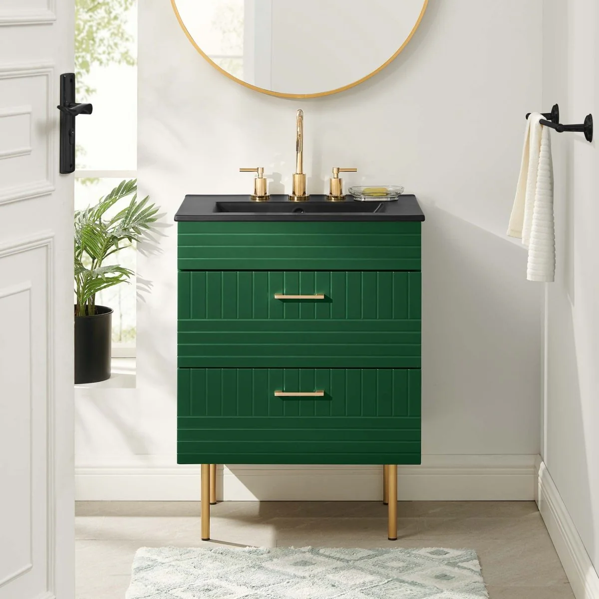 24" Modern Bathroom Vanity with Gold Hardware — Sleek Contemporary Design for Bathrooms - Image 36