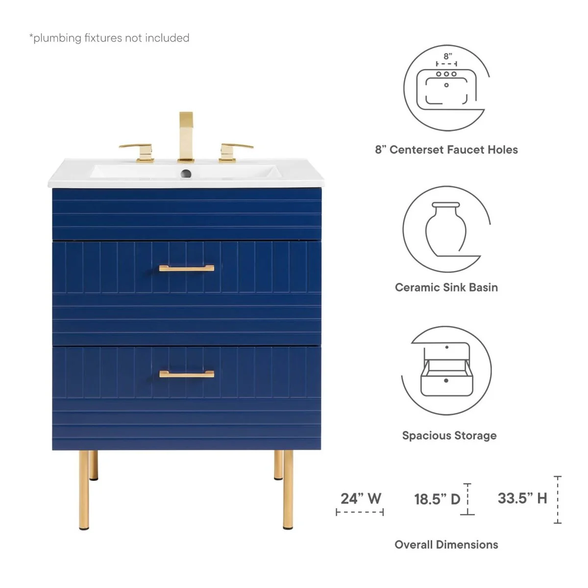 24" Modern Bathroom Vanity with Gold Hardware — Sleek Contemporary Design for Bathrooms - Image 47