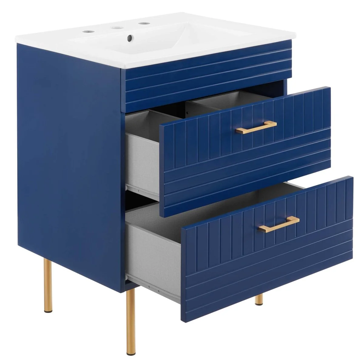 24" Modern Bathroom Vanity with Gold Hardware — Sleek Contemporary Design for Bathrooms - Image 49