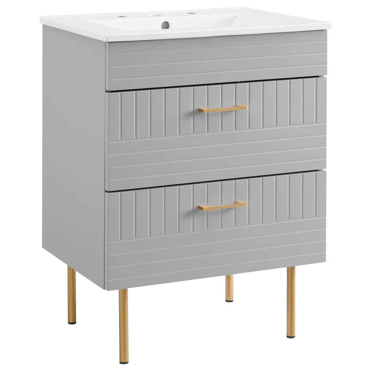 24" Modern Bathroom Vanity with Gold Hardware — Sleek Contemporary Design for Bathrooms - Image 55