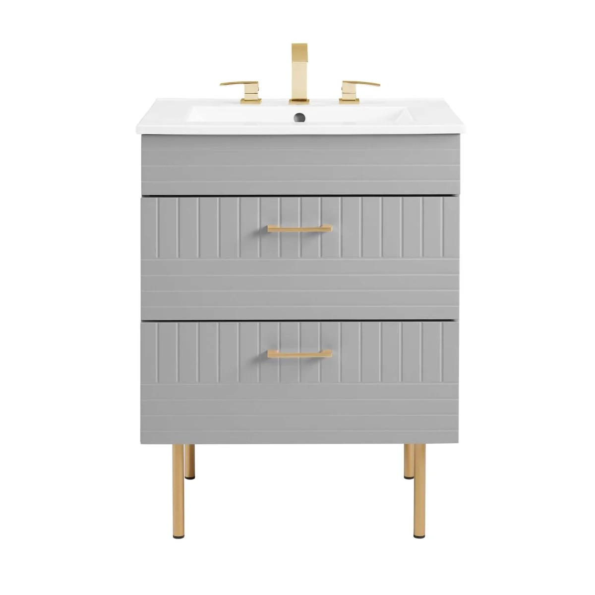 24" Modern Bathroom Vanity with Gold Hardware — Sleek Contemporary Design for Bathrooms - Image 60