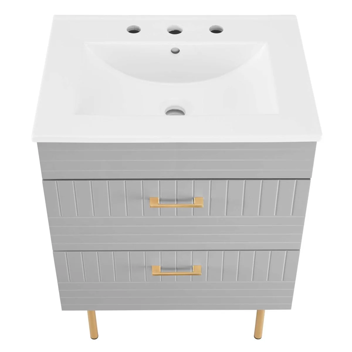 24" Modern Bathroom Vanity with Gold Hardware — Sleek Contemporary Design for Bathrooms - Image 61