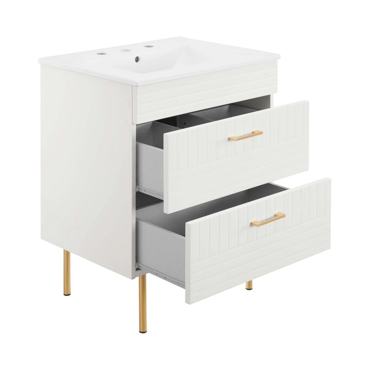 24" Modern Bathroom Vanity with Gold Hardware — Sleek Contemporary Design for Bathrooms - Image 67