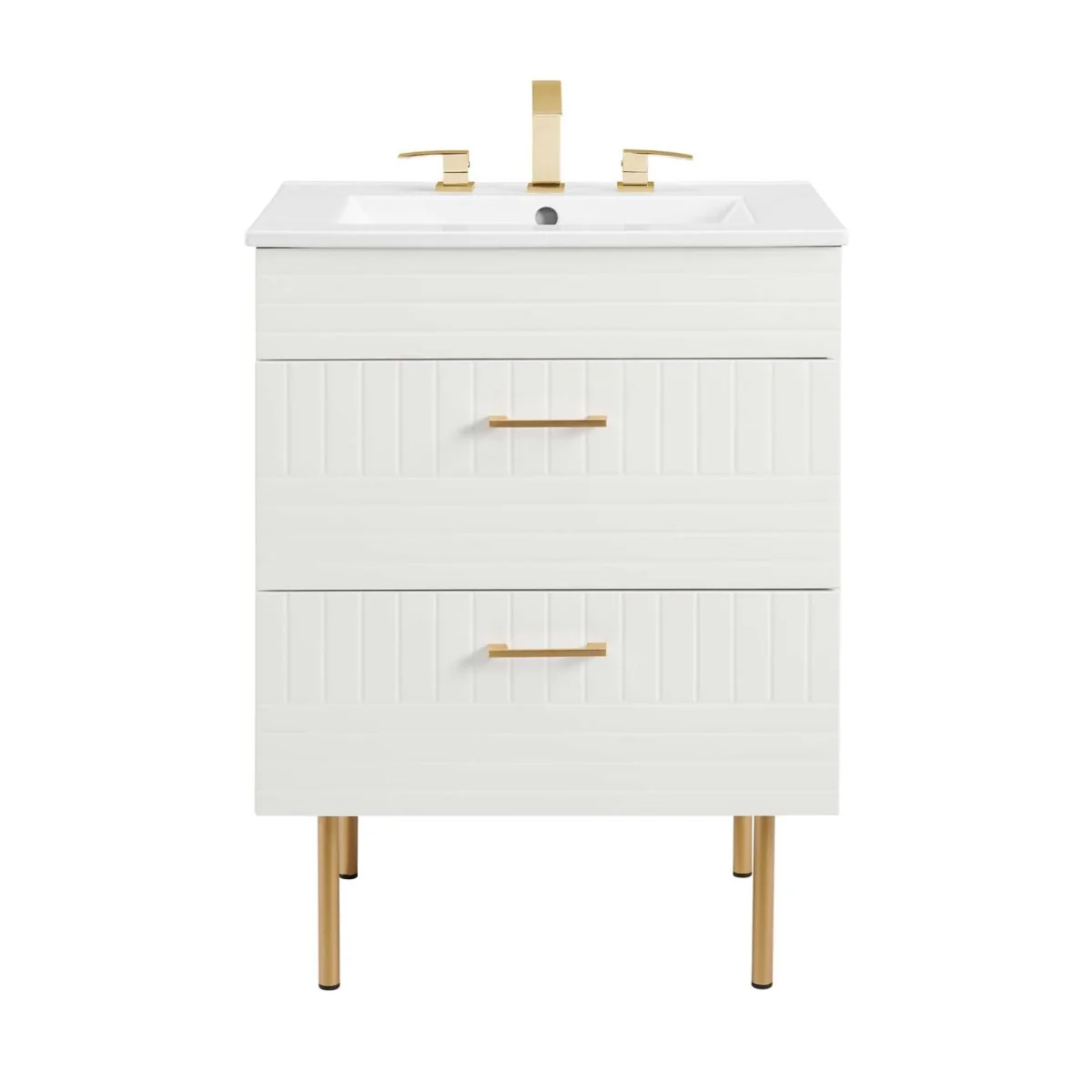 24" Modern Bathroom Vanity with Gold Hardware — Sleek Contemporary Design for Bathrooms - Image 69