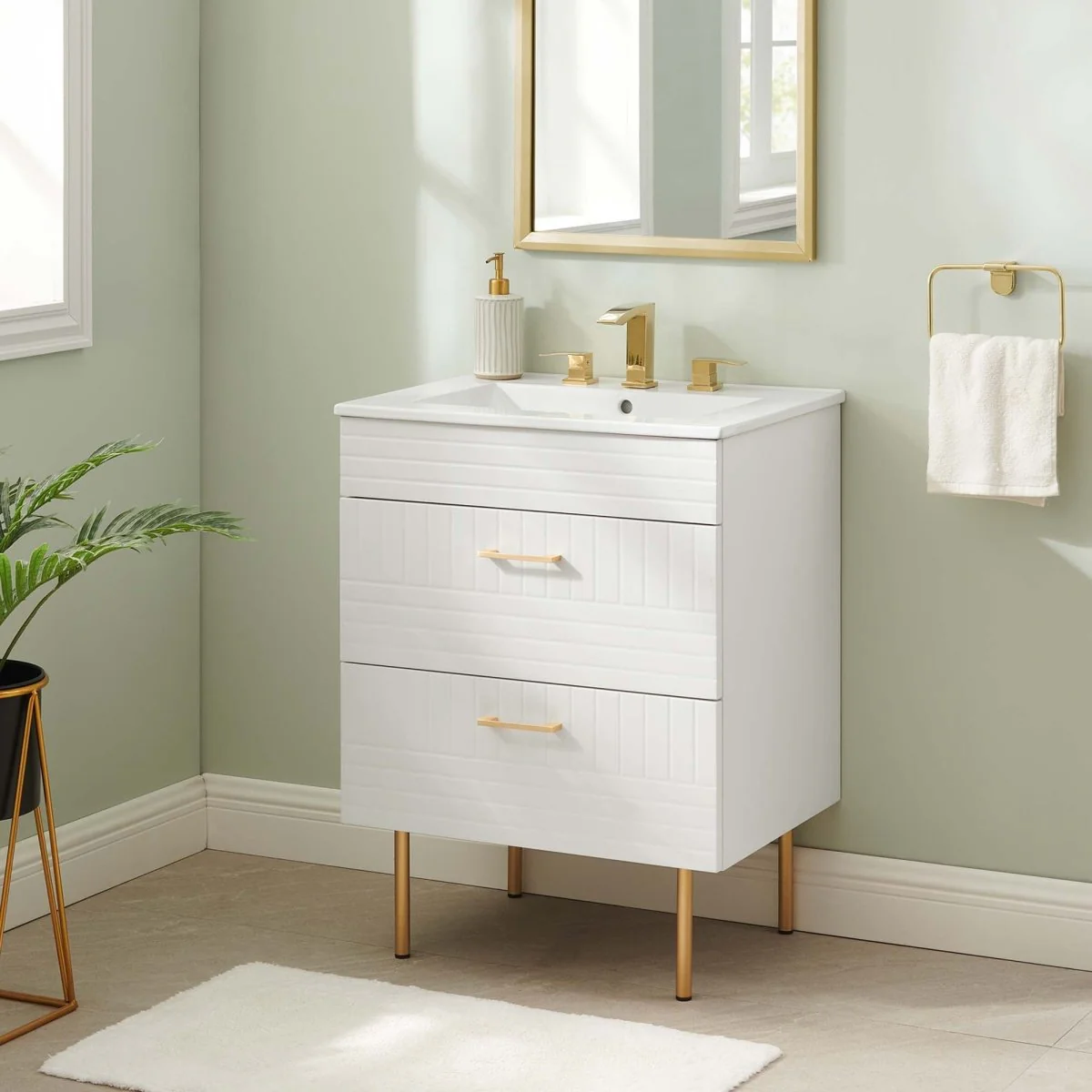 24" Modern Bathroom Vanity with Gold Hardware — Sleek Contemporary Design for Bathrooms - Image 72