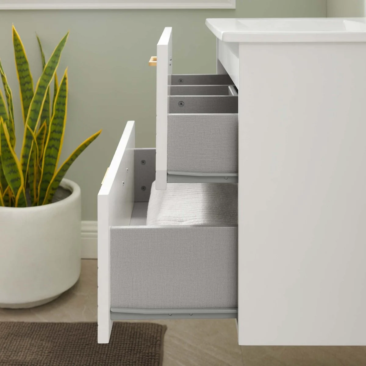 24" Modern Wall-Mount Bathroom Vanity with Sink – Compact Floating Single-Basin Vanity with Drawer Storage - Image 21