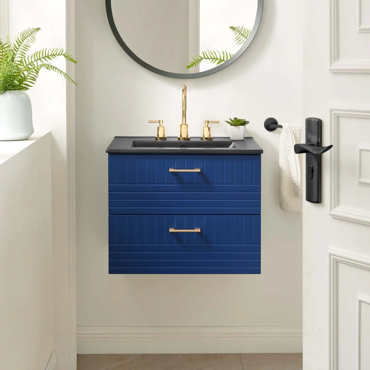 24" Modern Wall-Mount Bathroom Vanity with Sink – Compact Floating Single-Basin Vanity with Drawer Storage - Image 54