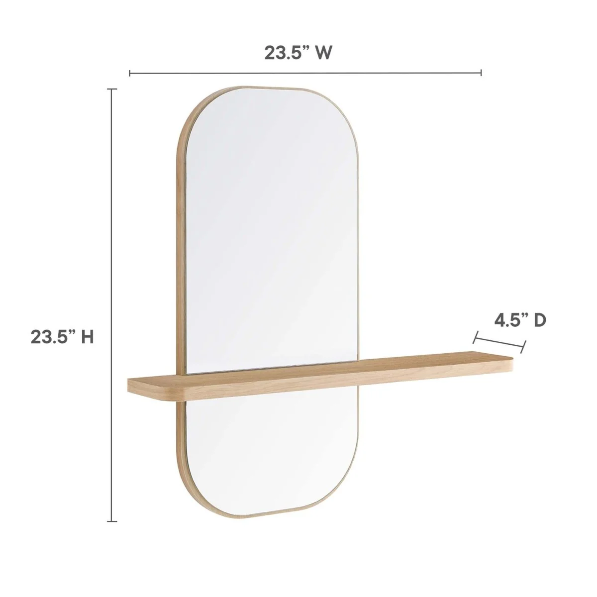 24" Rectangular Wall Mirror with Shelf — Wall-Mounted Framed Mirror for Entryway - Image 14