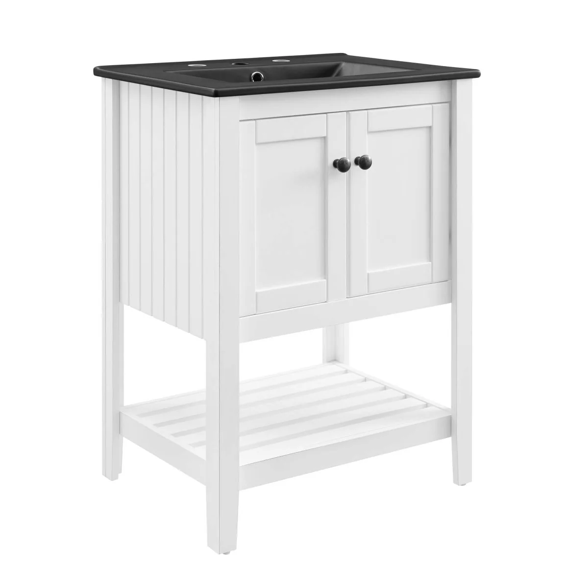 24" Rustic Bathroom Vanity with Slatted Shelf for Storage and Open Bottom
