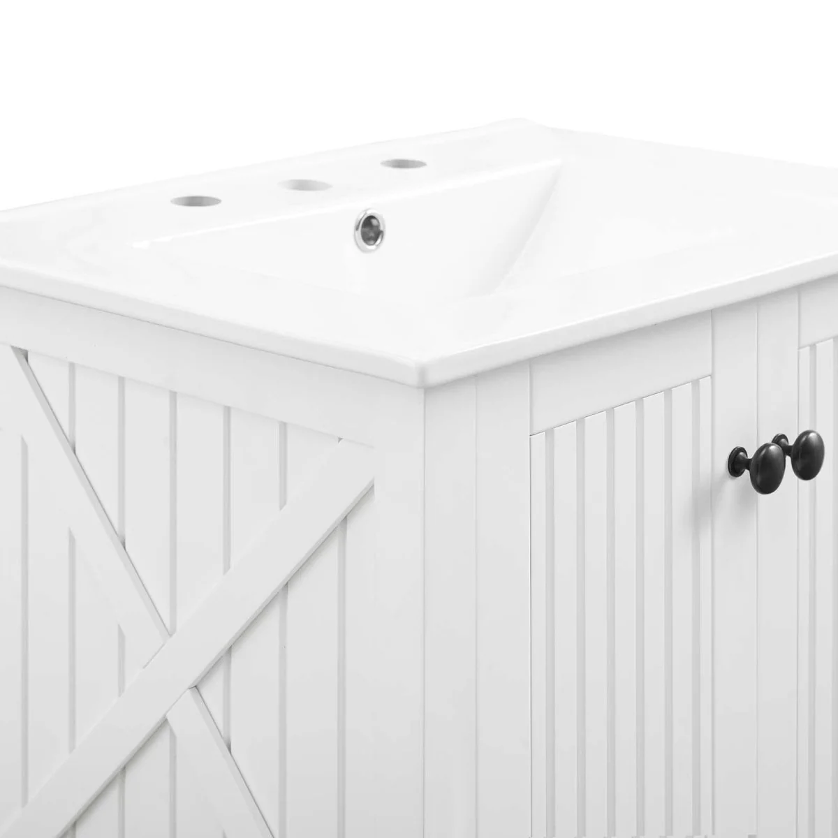 24" Rustic Modern Bathroom Vanity with Open Shelf – Contemporary Farmhouse Bathroom Furniture - Image 10