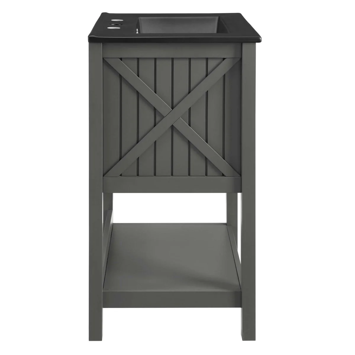 24" Rustic Modern Bathroom Vanity with Open Shelf – Contemporary Farmhouse Bathroom Furniture - Image 36