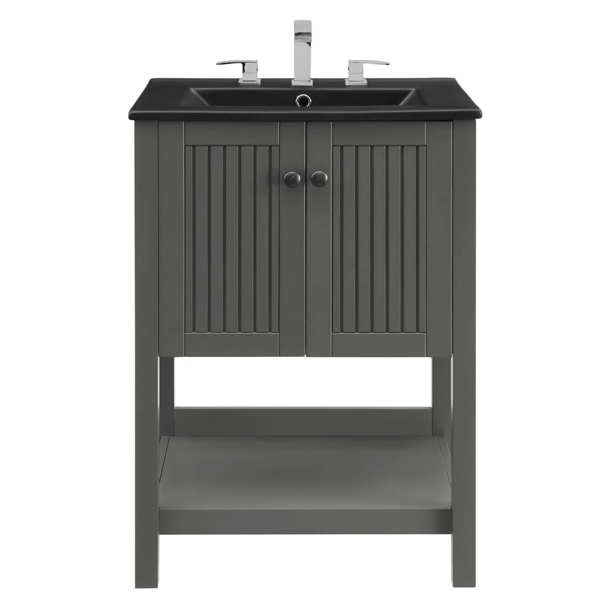 24" Rustic Modern Bathroom Vanity with Open Shelf – Contemporary Farmhouse Bathroom Furniture - Image 38