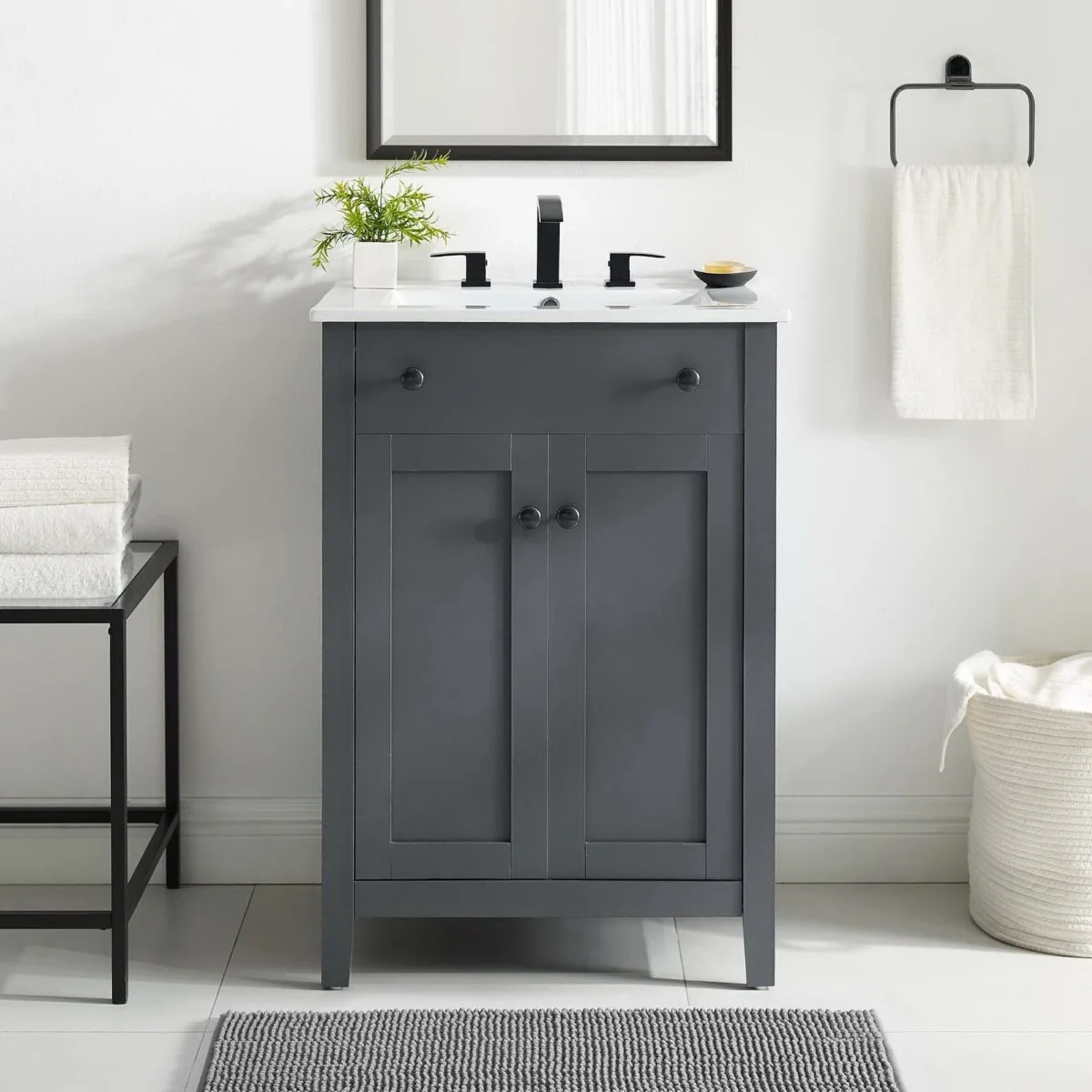 24"Modern Bathroom Vanity – Contemporary Floating Vanity with Storage Cabinets and Countertop - Image 11
