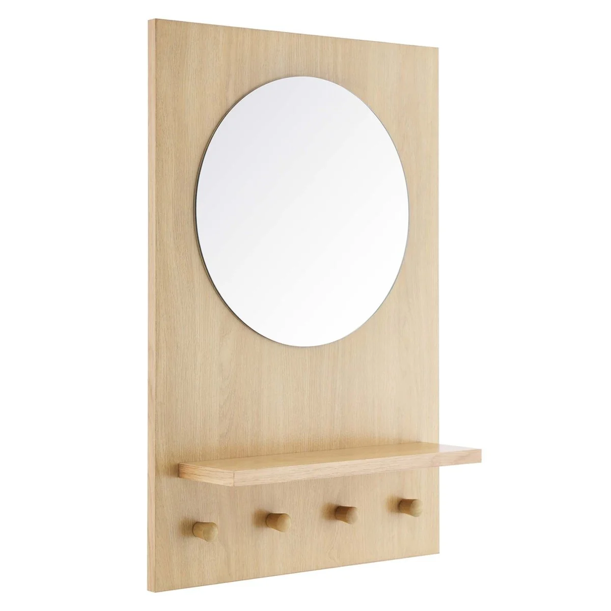 24x16" Round Wall Mirror with Shelf and Pegs for Entryway, Bathroom and Hallway Storage - Image 9