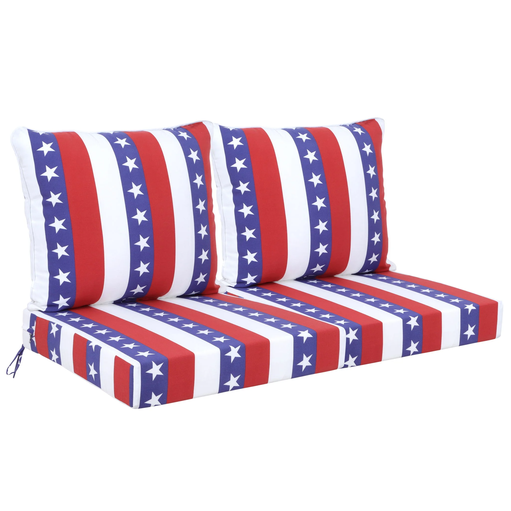 24X24 Inch Outdoor Deep Seat Cushion Set Waterproof Fade Resistant Patio Furniture Cushions With Removable Covers, Adjustable Straps & Handles (Set of 2) - Red