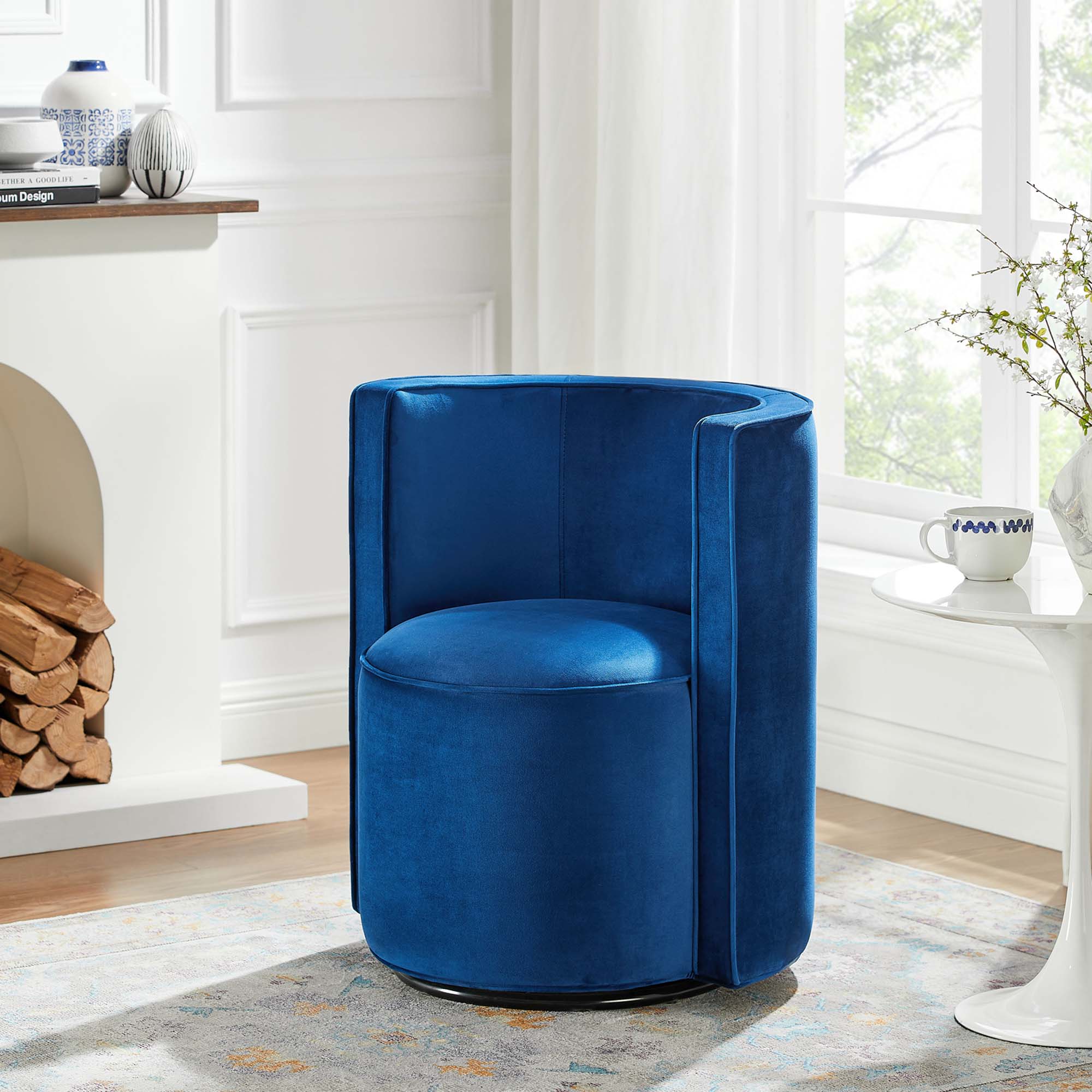 25 Inch Della Mid-Century Modern Performance Velvet Swivel Accent Chair - Image 16