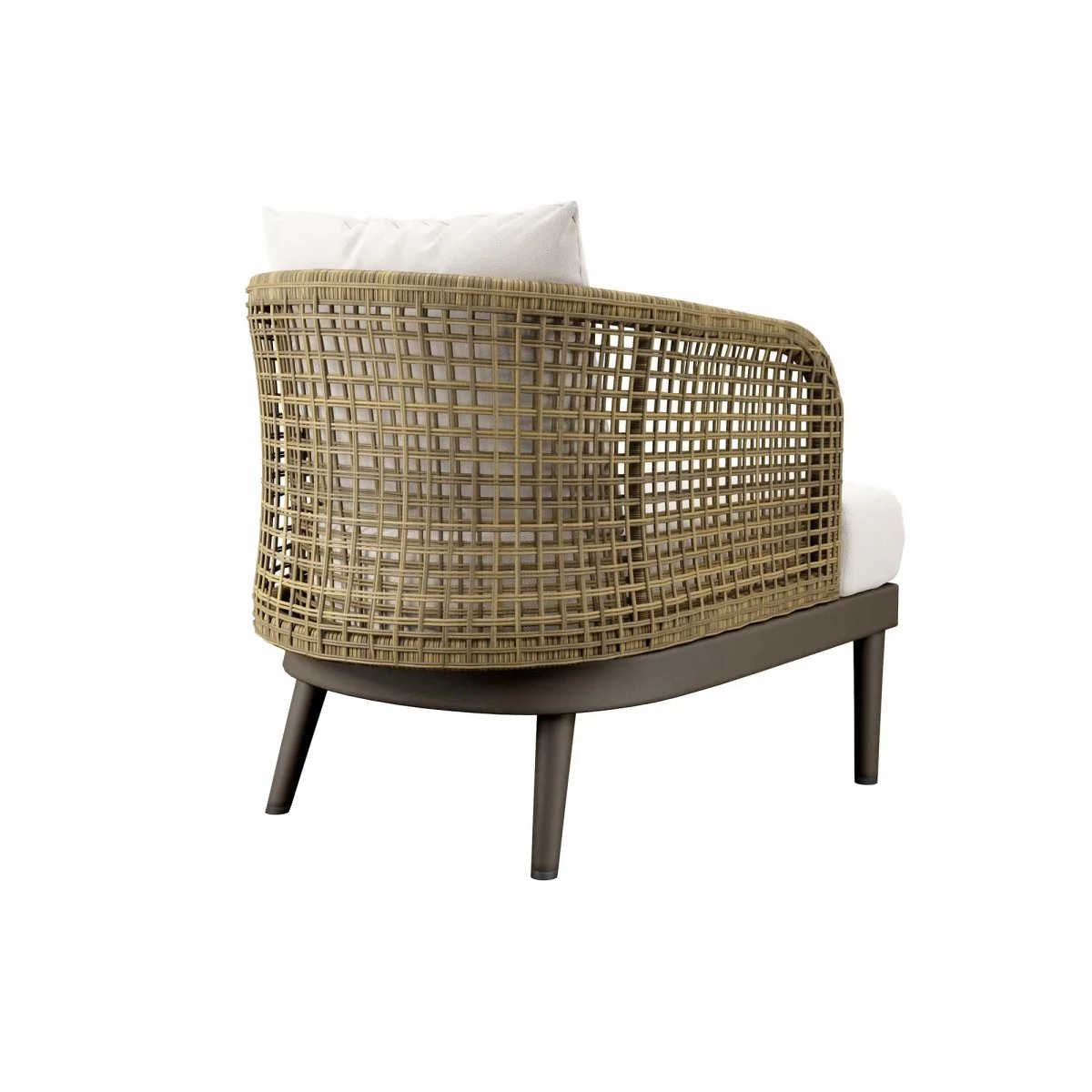 25" Meadow Natural Wicker Outdoor Patio Armchair with White Cushions - Image 5