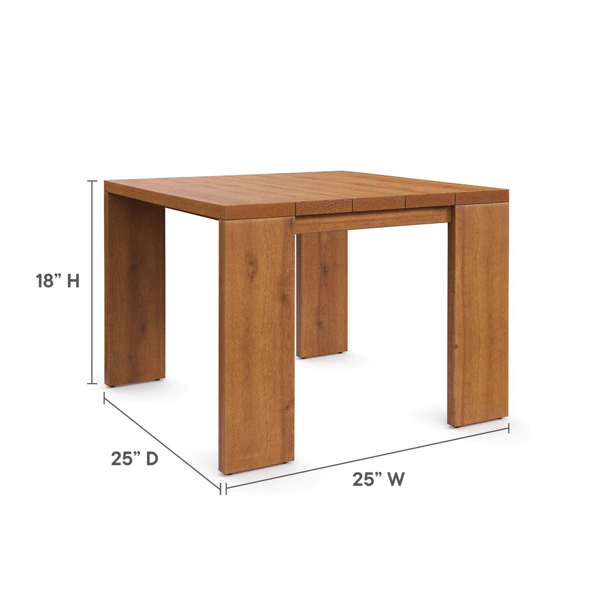 25" Natural Acacia Wood Outdoor Patio Side Table - Image 4