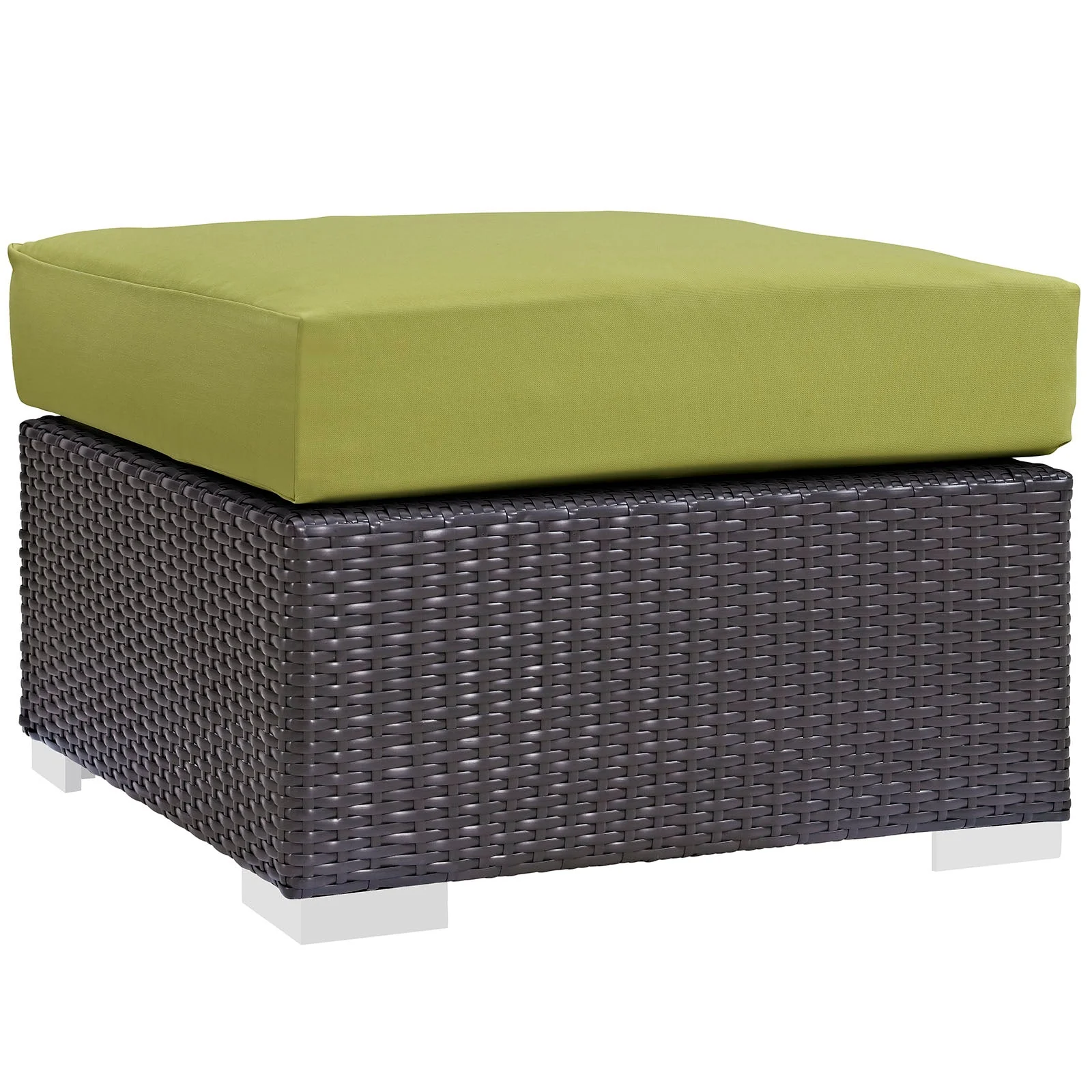 25" Outdoor Patio Wicker Square Ottoman for Seating and Footrest, Durable Rattan - Image 10