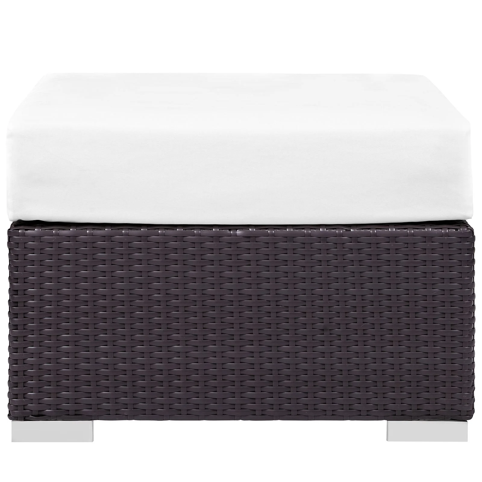 25" Outdoor Patio Wicker Square Ottoman for Seating and Footrest, Durable Rattan - Image 2