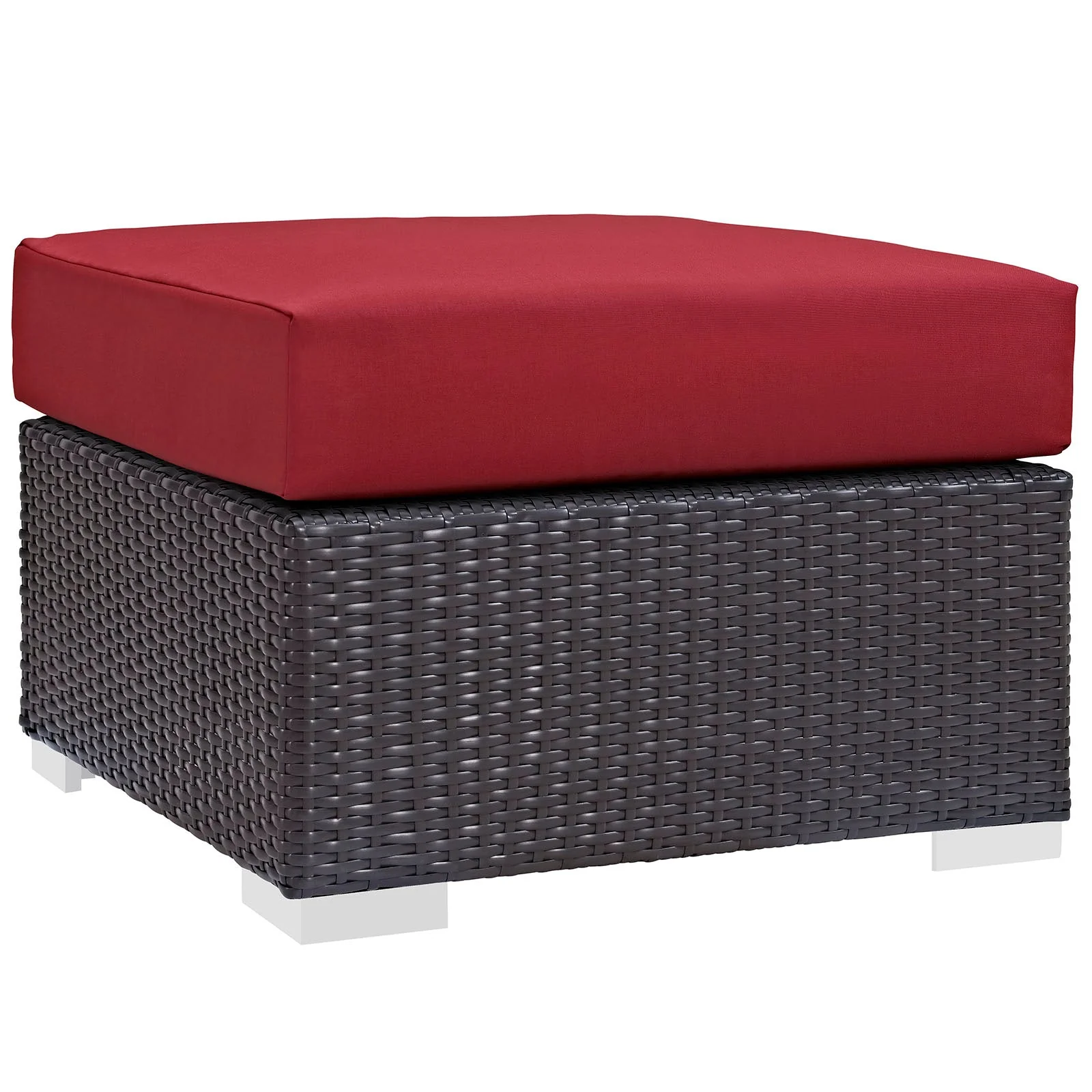 25" Outdoor Patio Wicker Square Ottoman for Seating and Footrest, Durable Rattan - Image 7