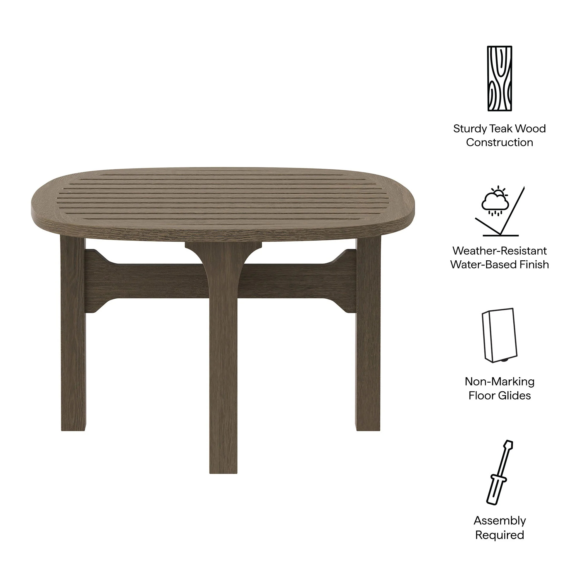 25" Weathered Gray Teak Wood Outdoor Patio Side Table - Image 2
