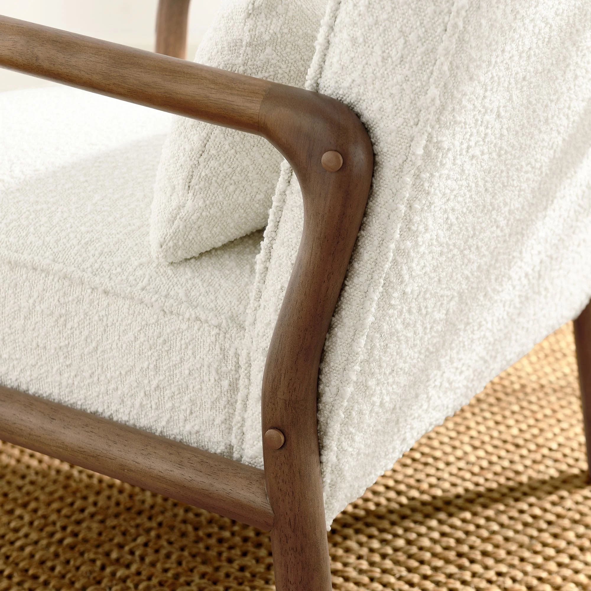 26 Inch Mid-Century Modern Boucle Fabric Armchair - Image 4