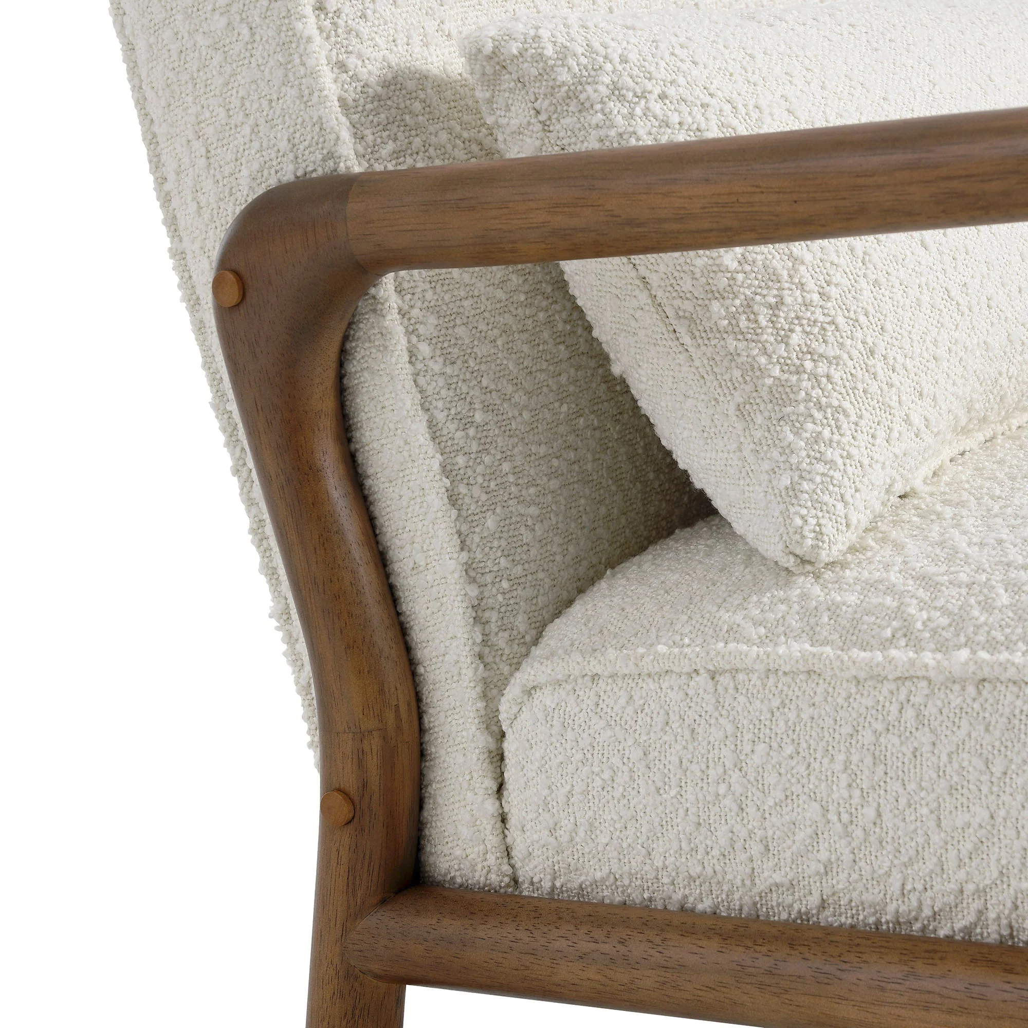 26 Inch Mid-Century Modern Boucle Fabric Armchair - Image 7