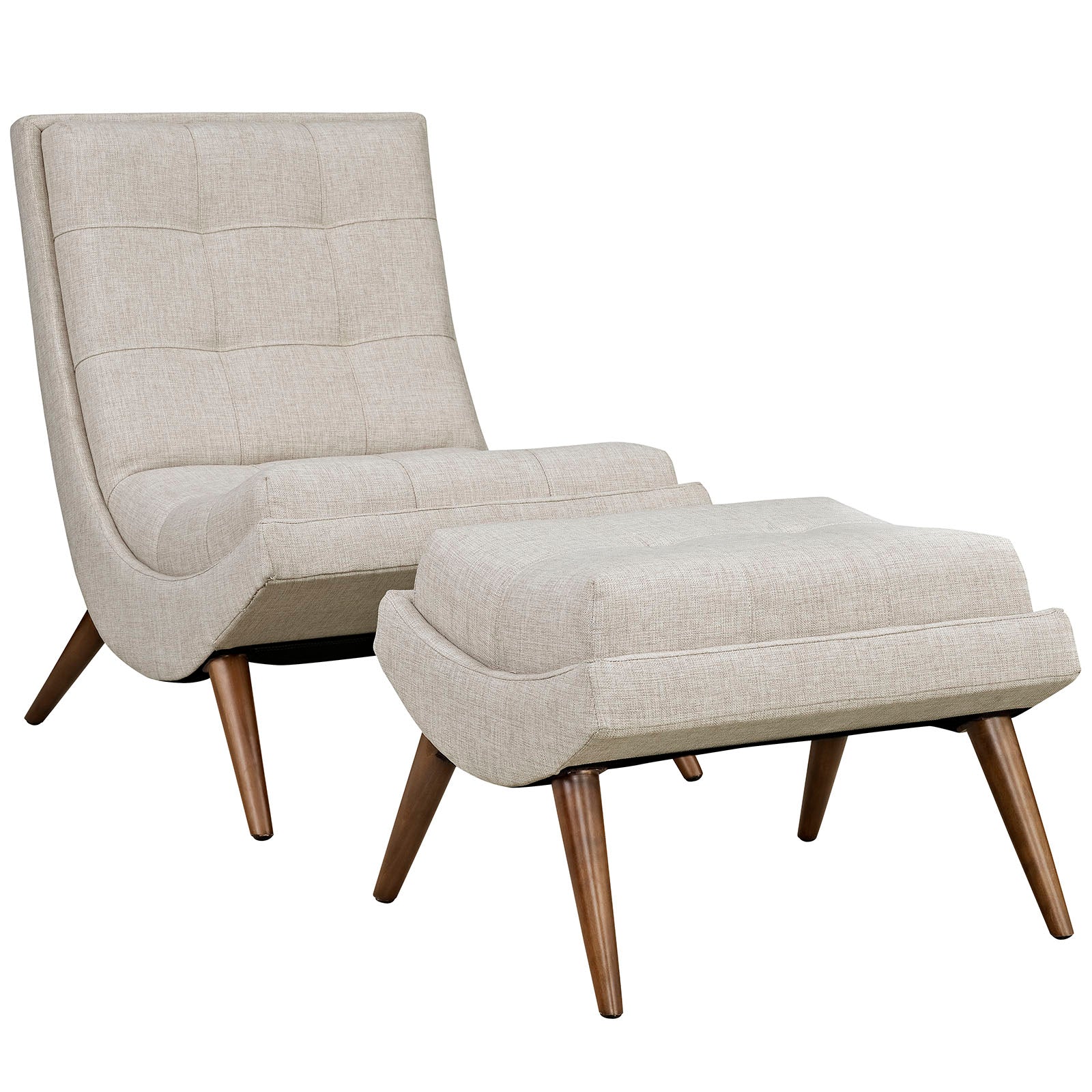 26 Inch Polyester Fabric Lounge Chair and Ottoman - Image 9