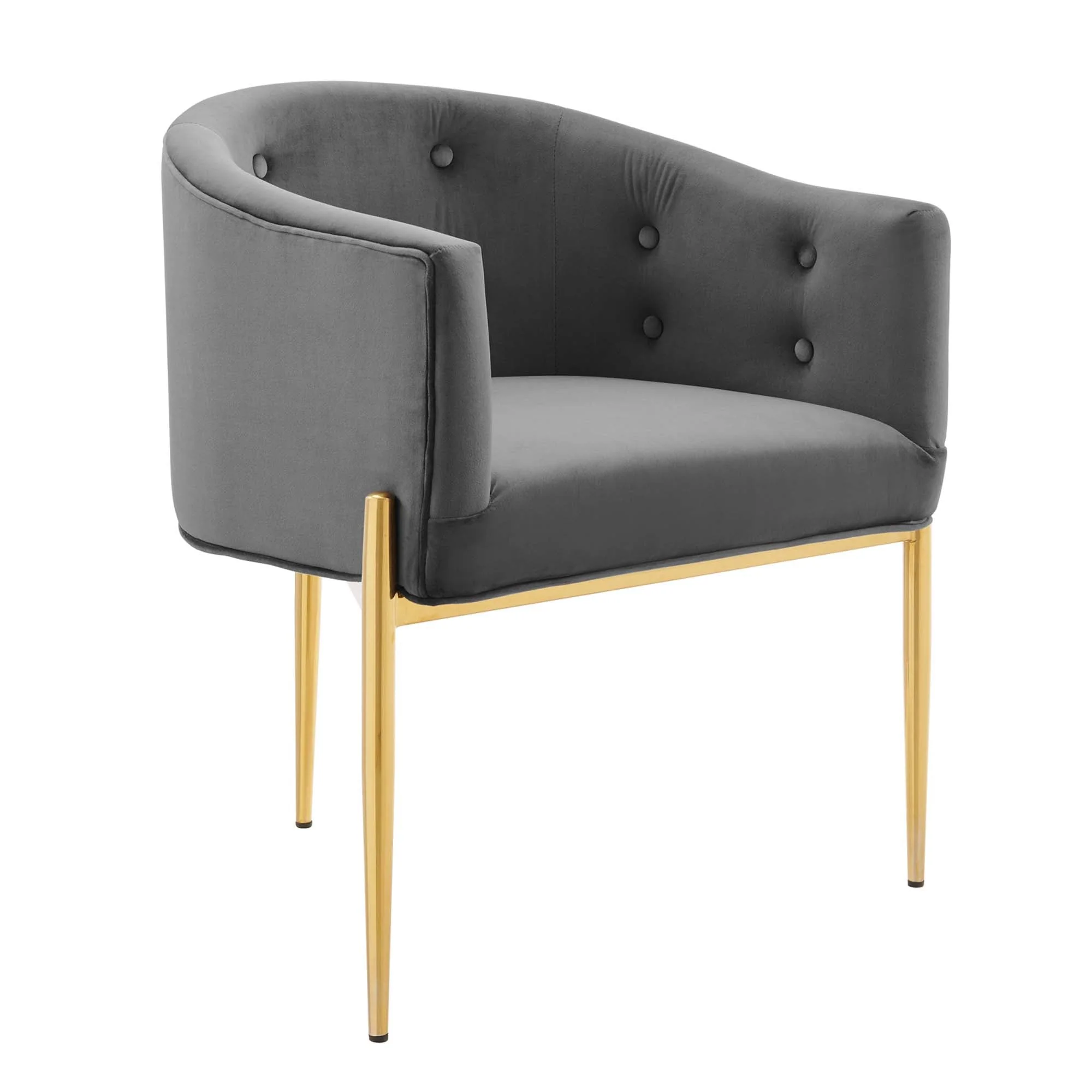 26 Inch Performance Velvet Accent Armchair with Gold Legs and Button Tufting - Image 13