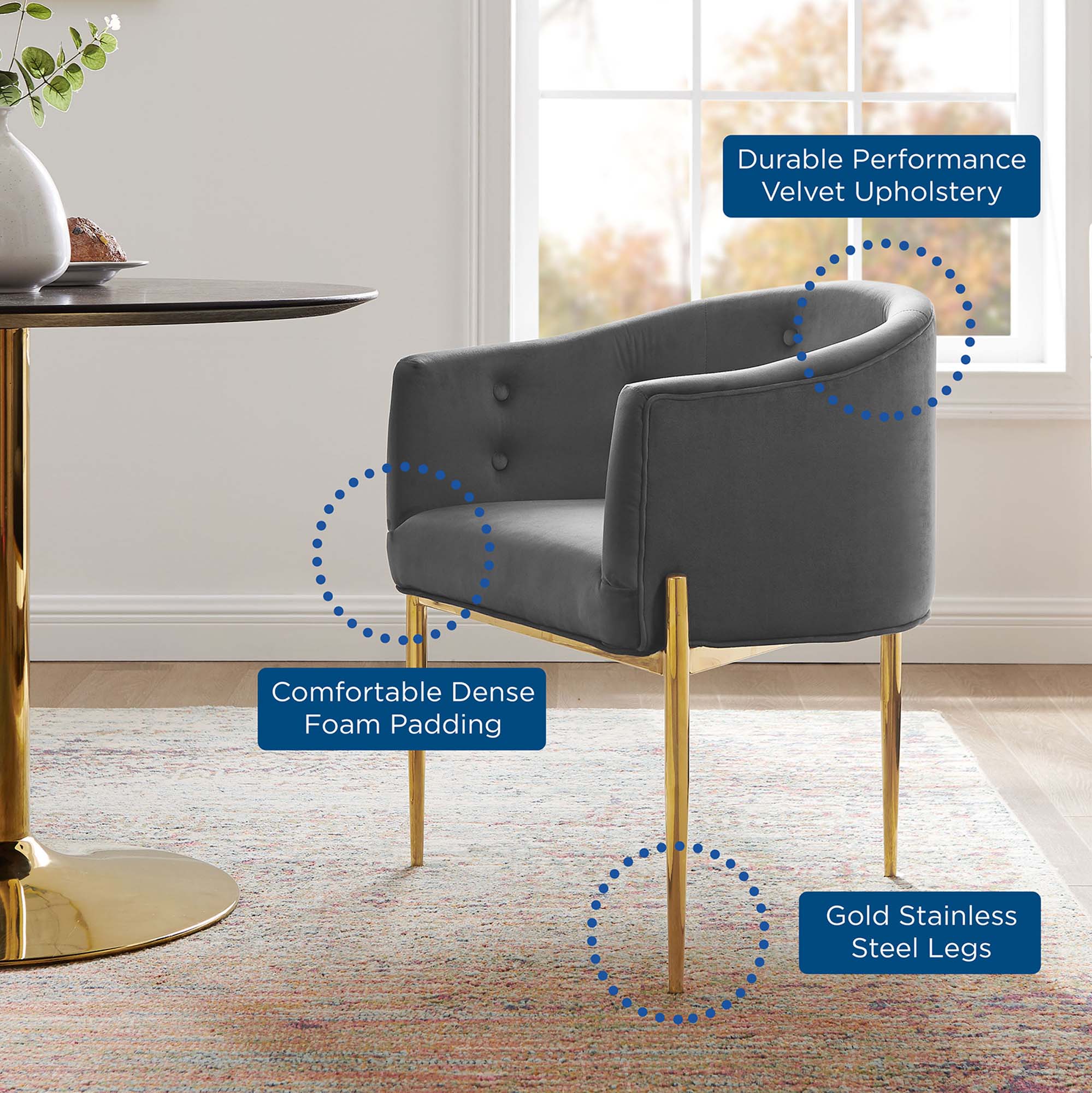 26 Inch Tufted Performance Velvet Accent Chair Set of 2 - Image 15
