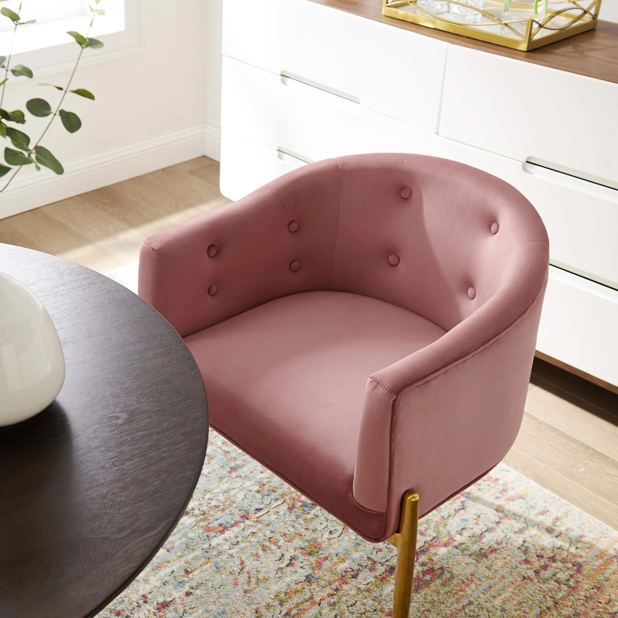 26 Inch Tufted Performance Velvet Accent Chair Set of 2 - Image 2